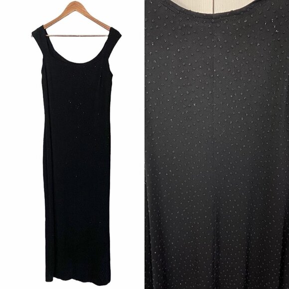 Gunne Sax Jessica McClintock Vintage Beaded Stretch Sleeveless Maxi Evening Gown - Picture 1 of 10